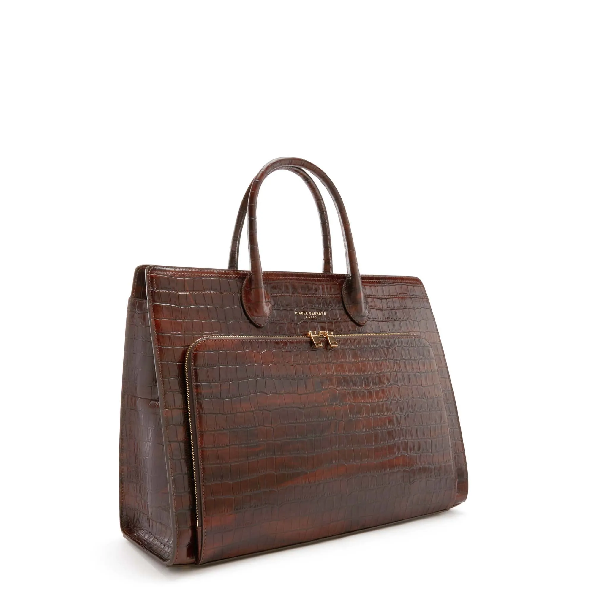 Cadeau d'Isabel croco brown calfskin leather handbag and wallet set