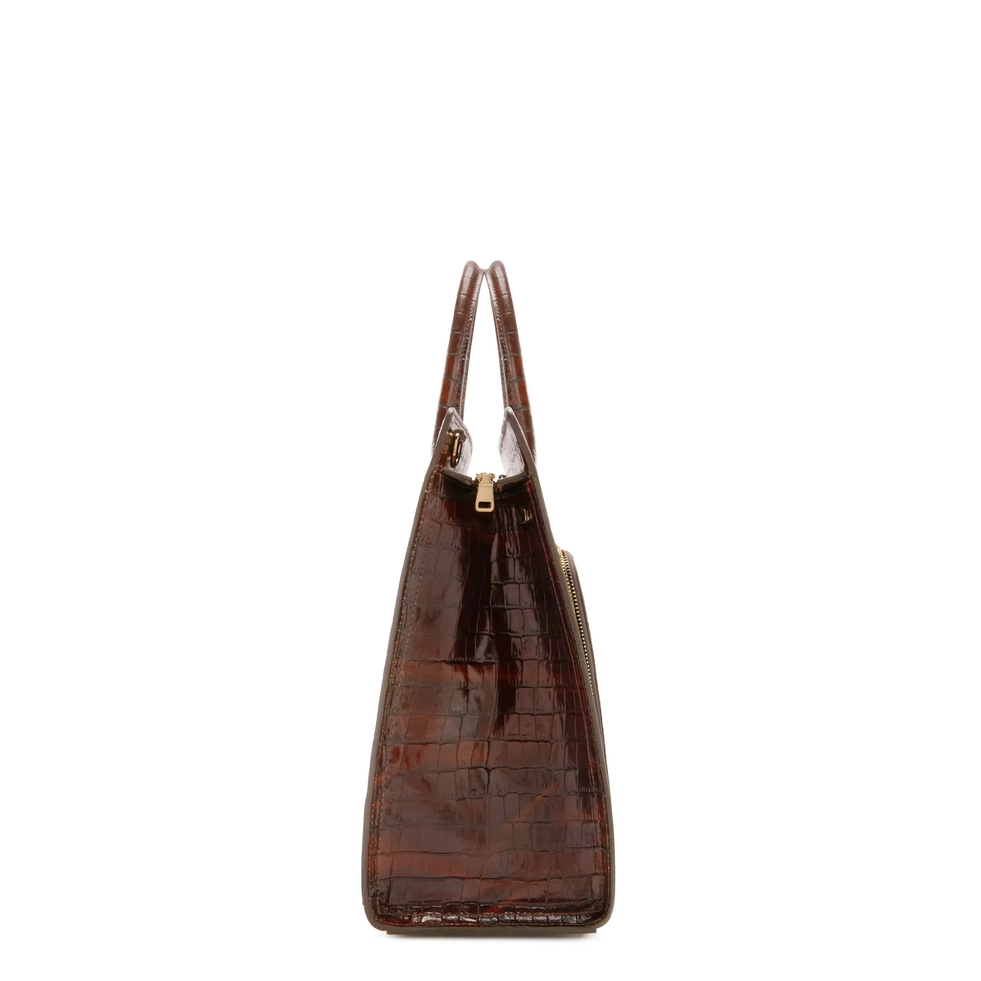 Cadeau d'Isabel croco brown calfskin leather handbag and wallet set