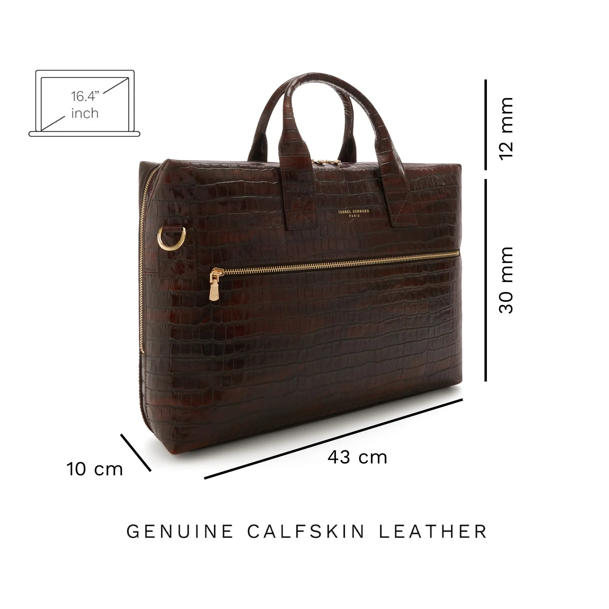Cadeau d'Isabel croco brown calfskin leather handbag and wallet set