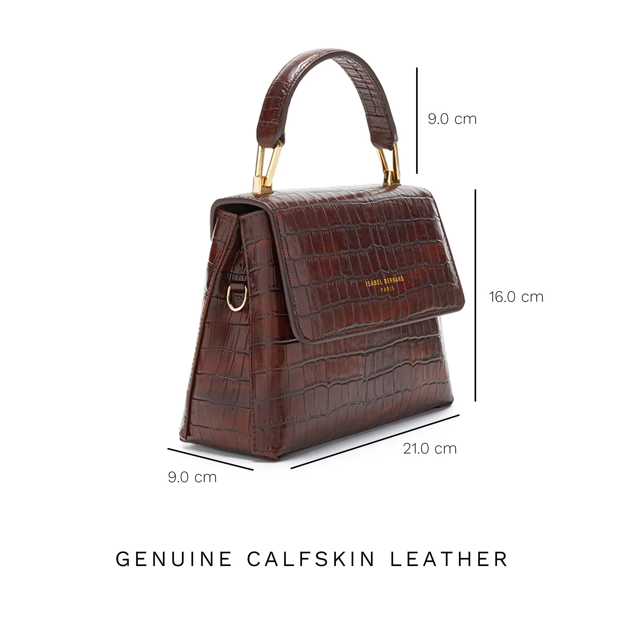 Cadeau d'Isabel croco brown calfskin leather handbag and wallet set