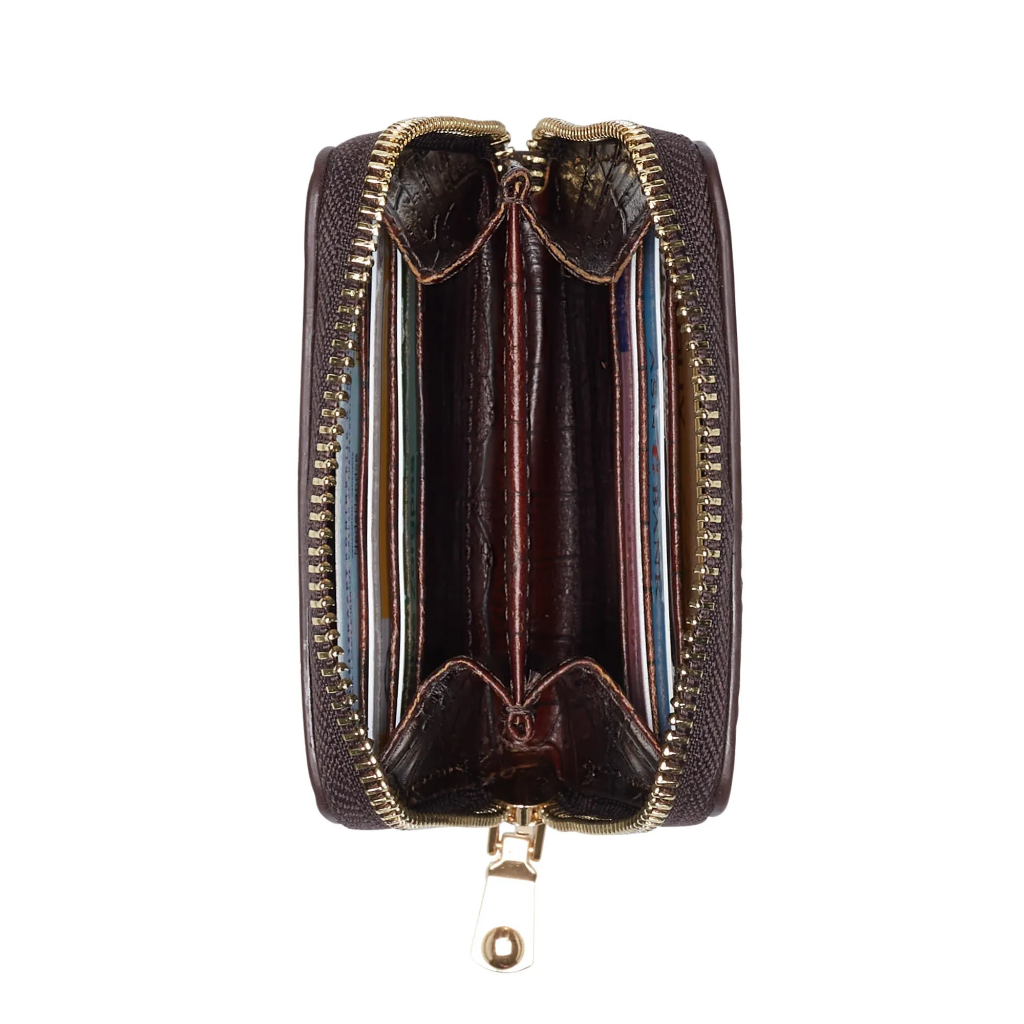 Cadeau d'Isabel croco brown calfskin leather handbag and wallet set