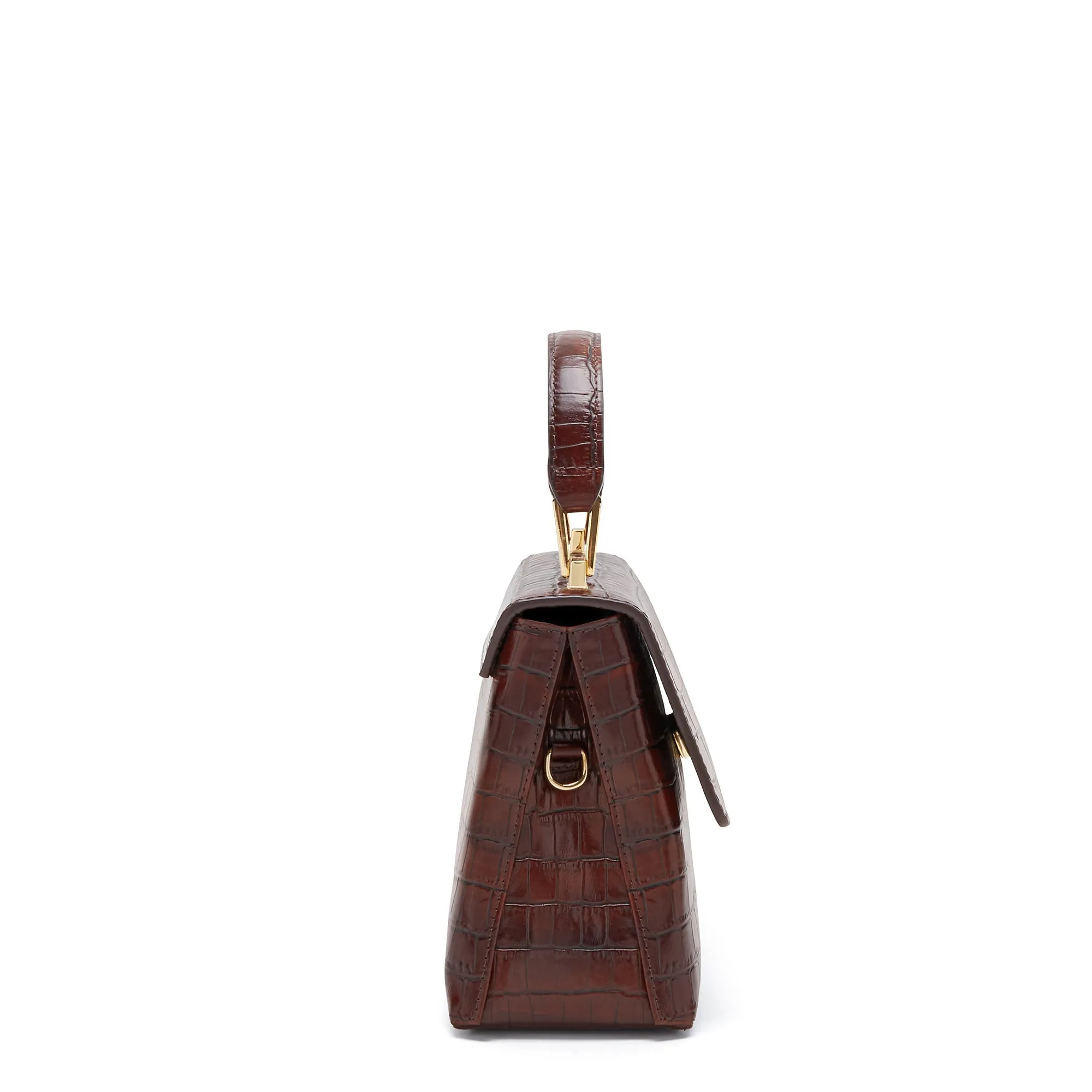 Cadeau d'Isabel croco brown calfskin leather handbag and wallet set