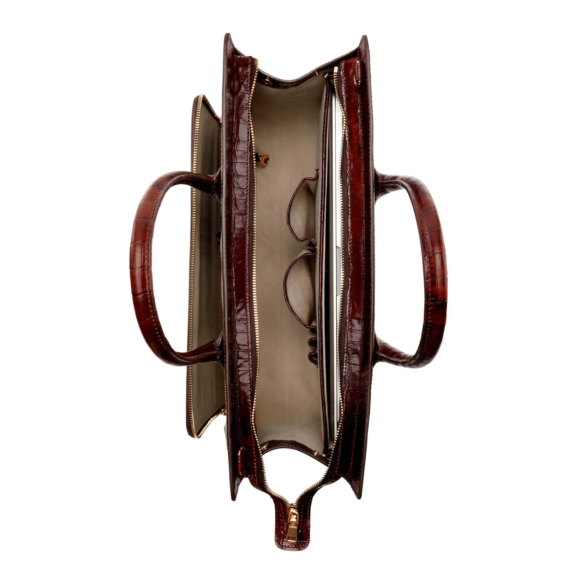 Cadeau d'Isabel croco brown calfskin leather handbag and wallet set