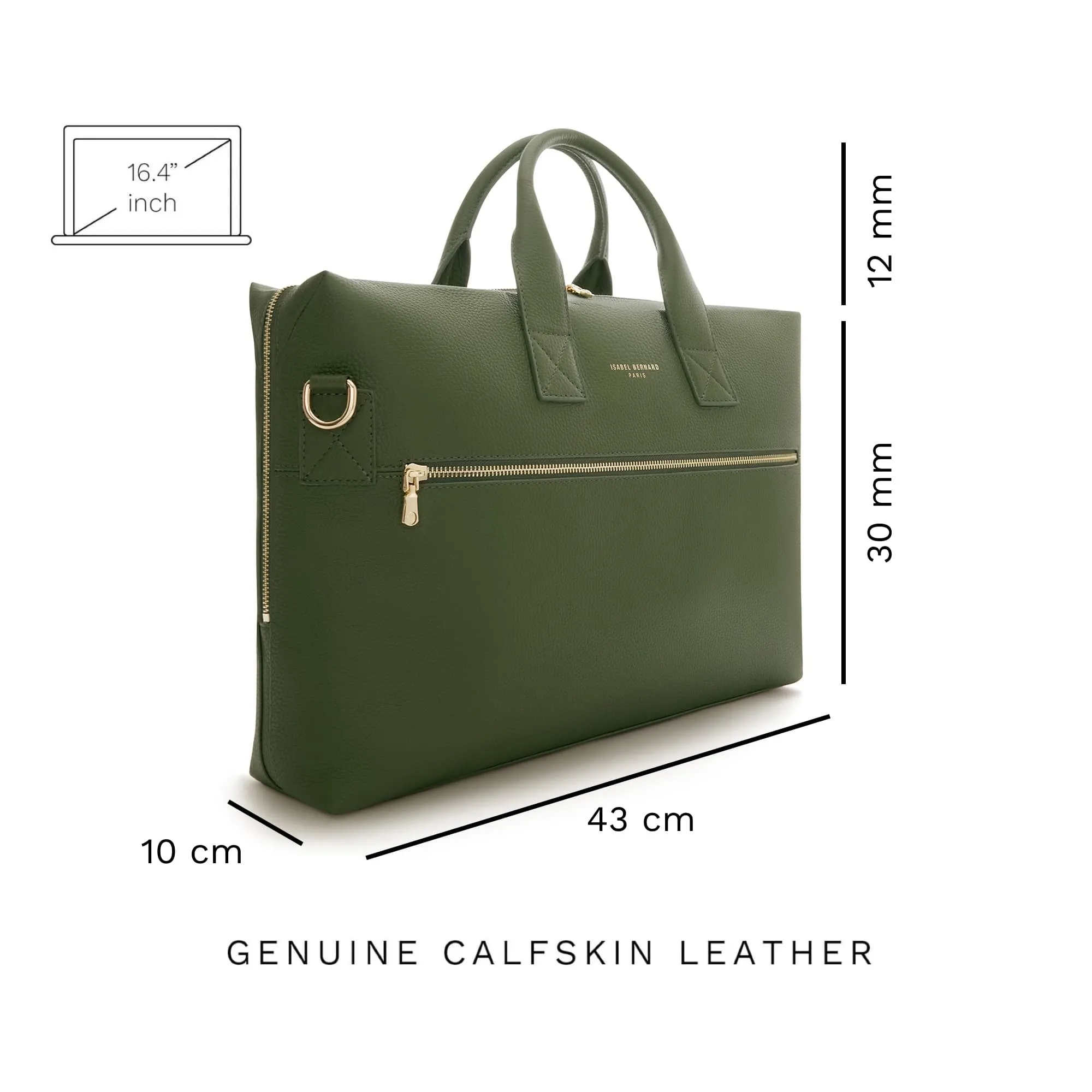 Cadeau d'Isabel green calfskin leather handbag and wallet set