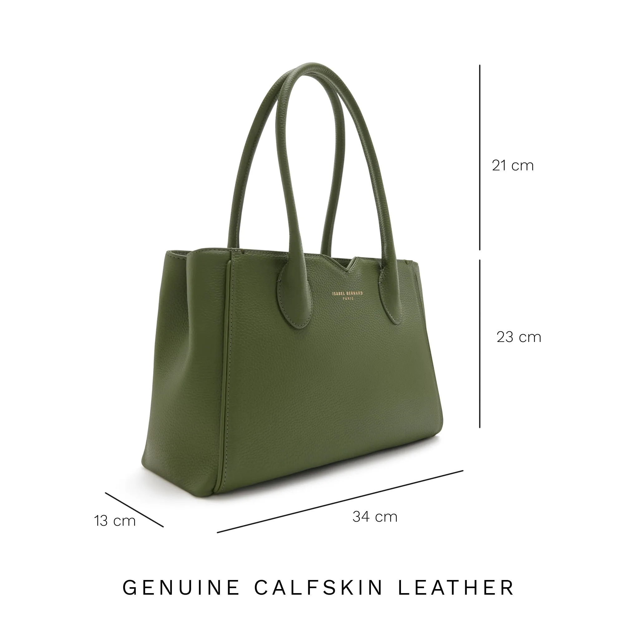 Cadeau d'Isabel green calfskin leather handbag and wallet set