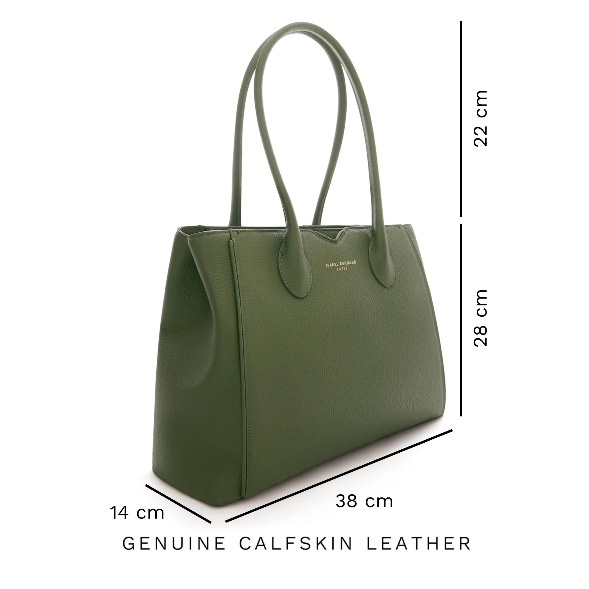 Cadeau d'Isabel green calfskin leather handbag and wallet set