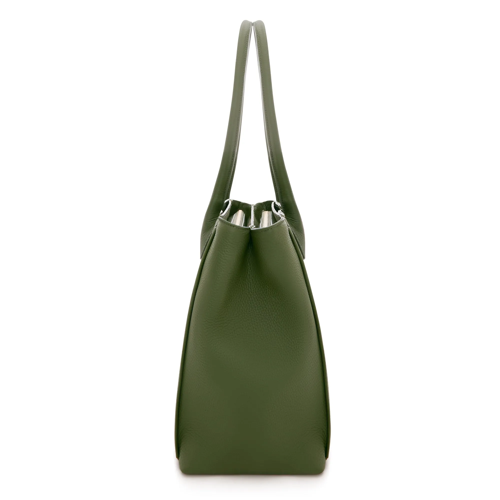 Cadeau d'Isabel green calfskin leather handbag and wallet set