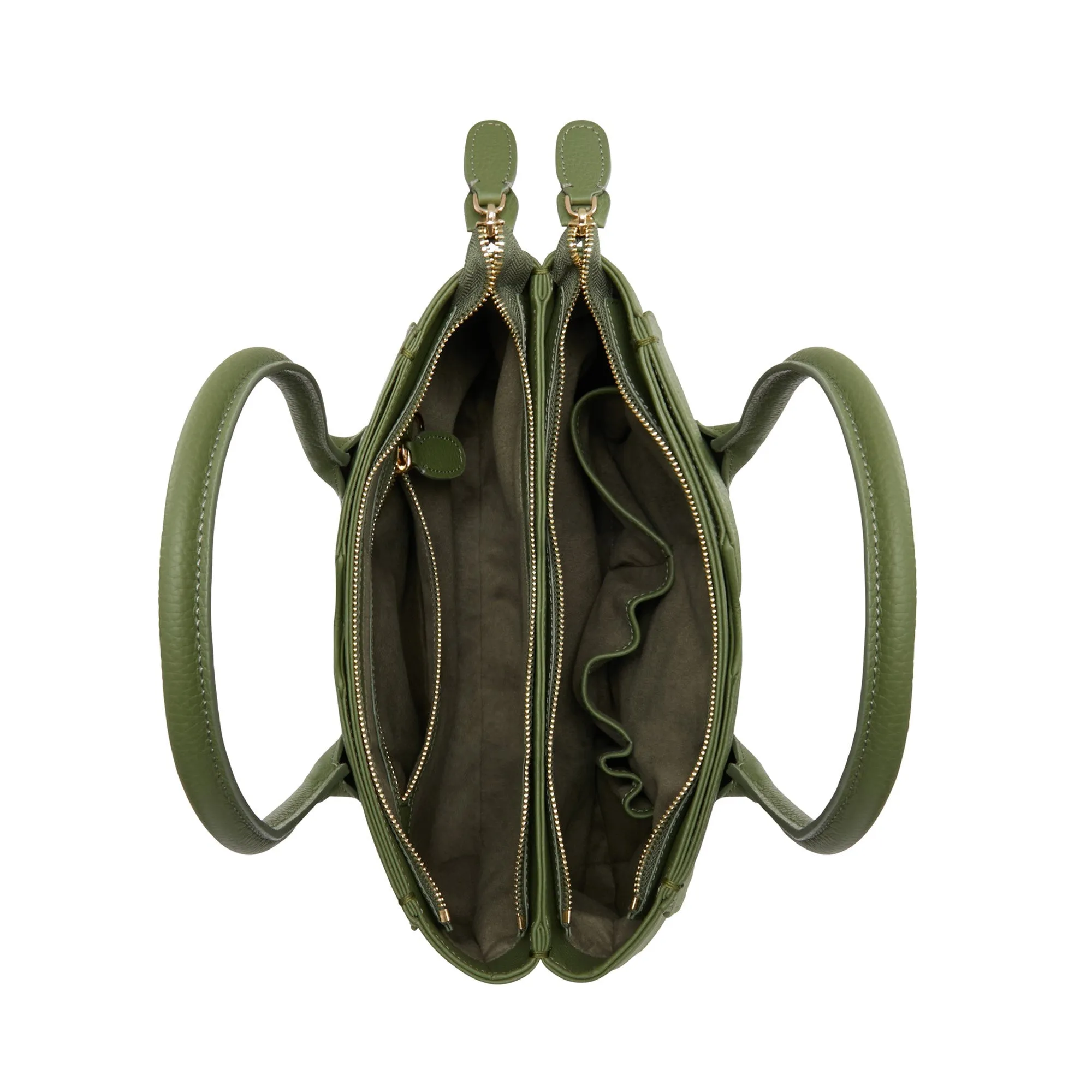 Cadeau d'Isabel green calfskin leather handbag and wallet set