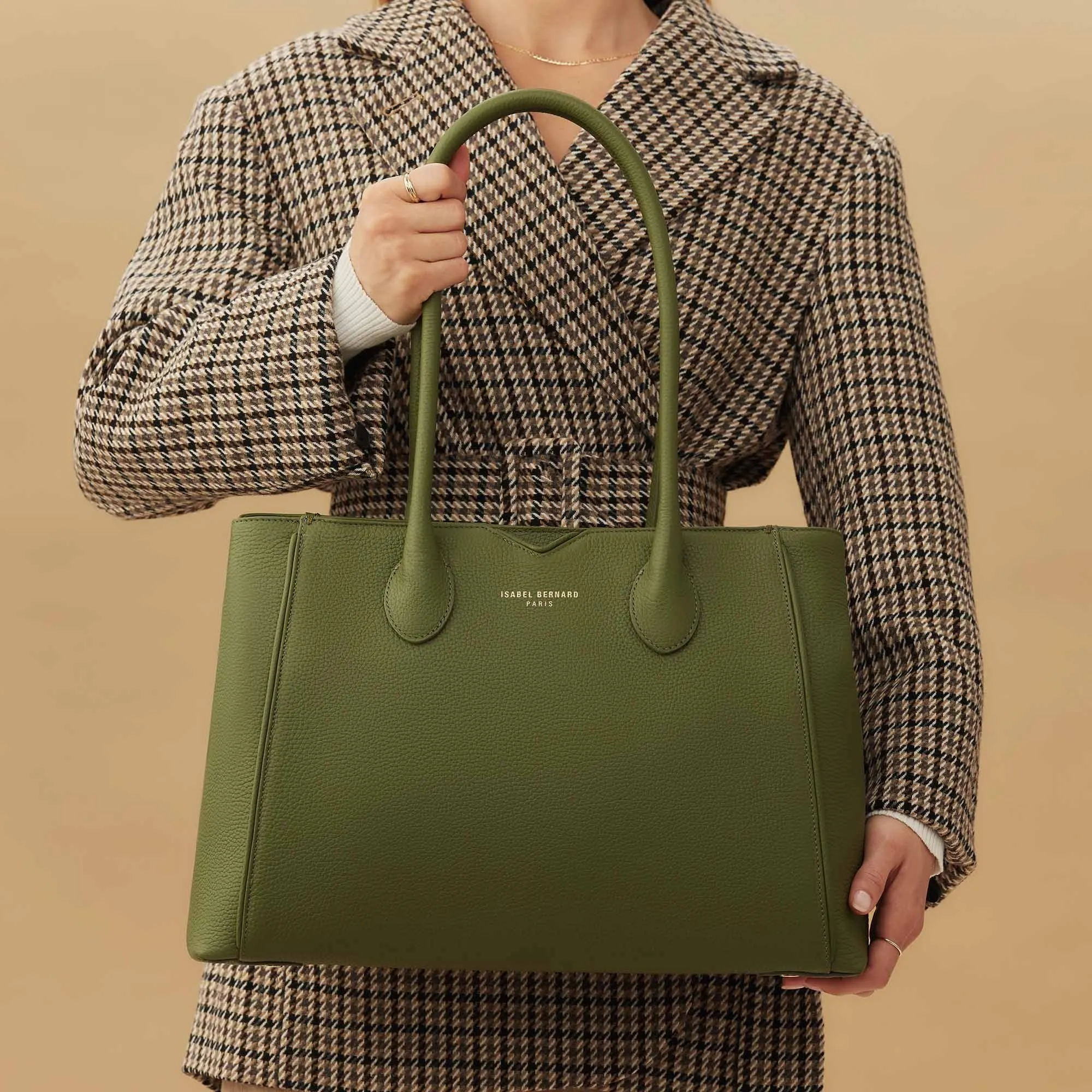 Cadeau d'Isabel green calfskin leather handbag and wallet set
