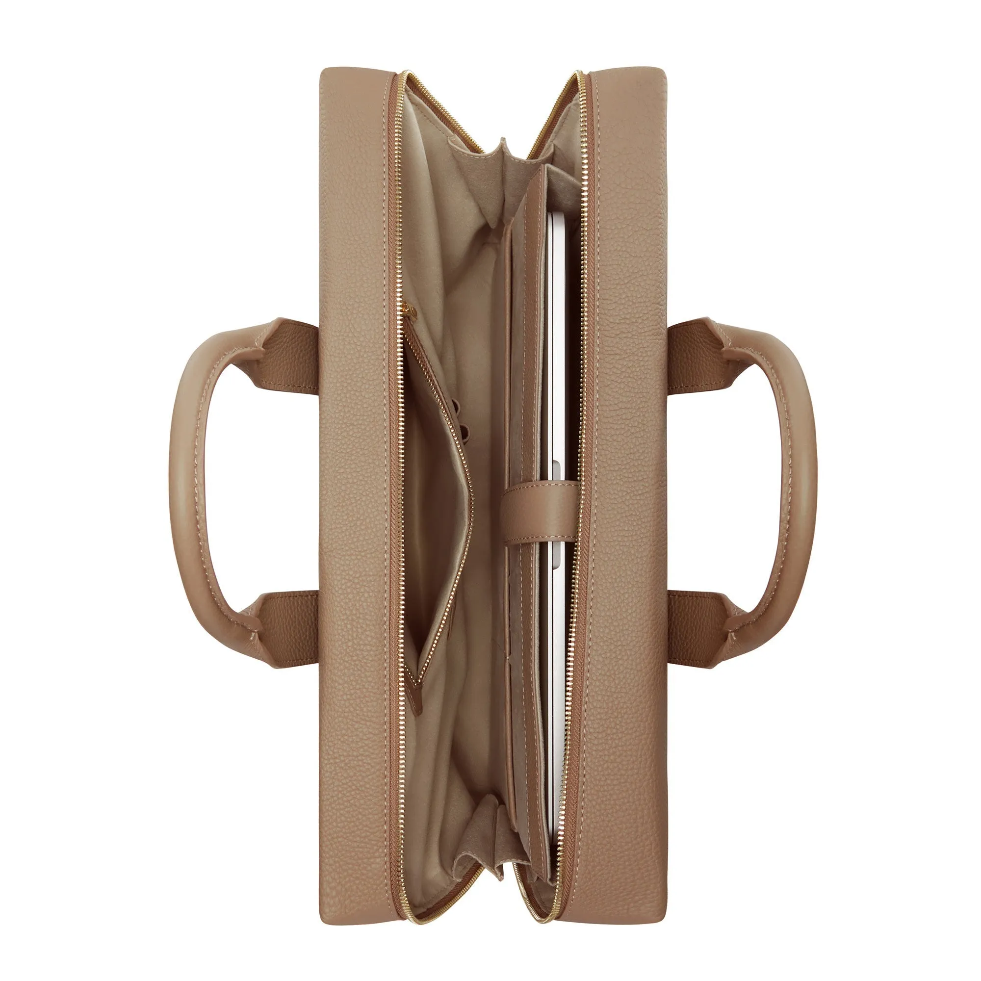 Cadeau d'Isabel taupe calfskin leather handbag and wallet set