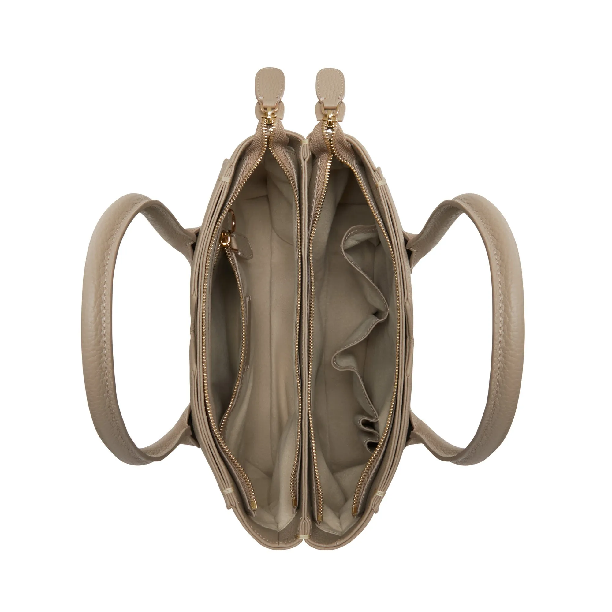 Cadeau d'Isabel taupe calfskin leather handbag and wallet set