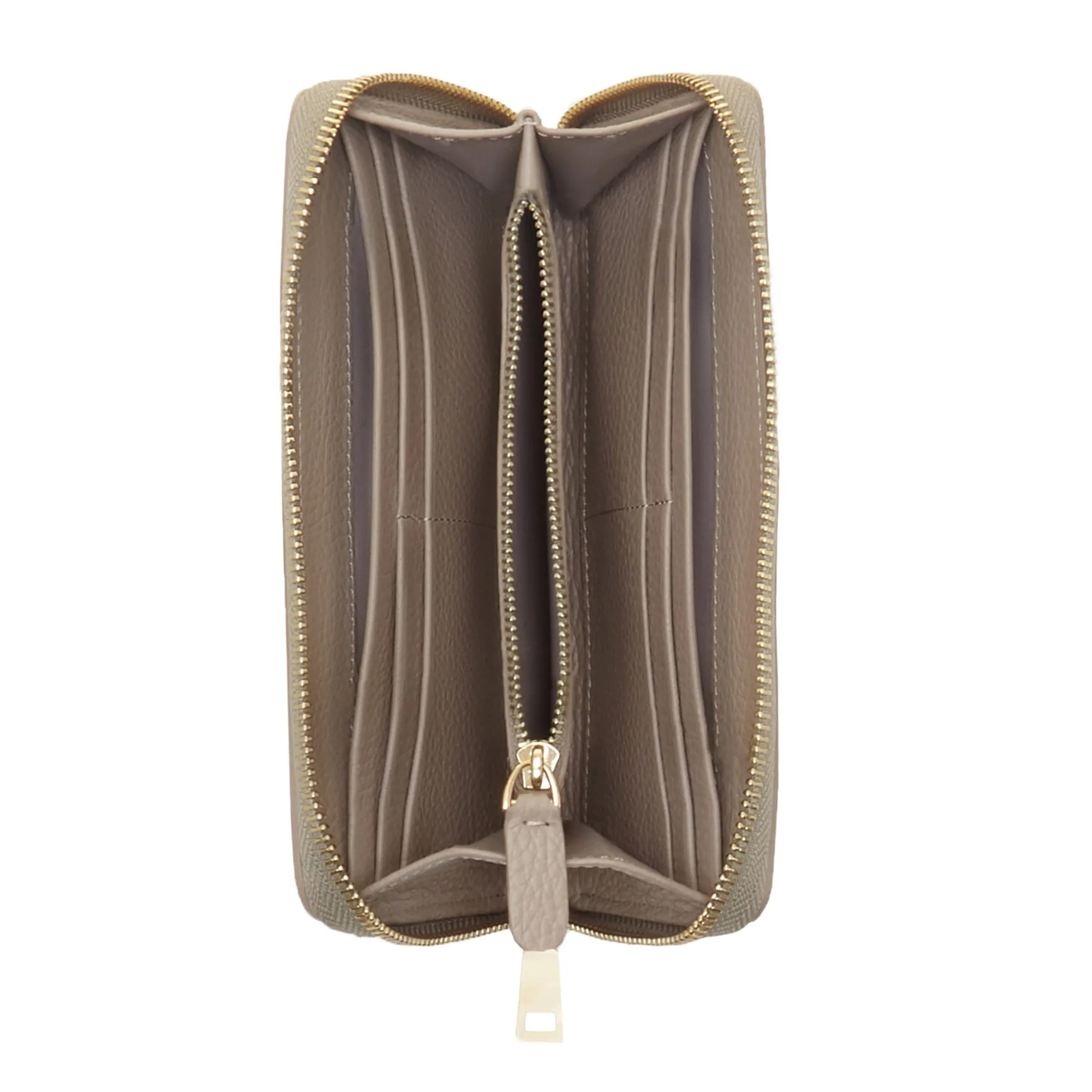 Cadeau d'Isabel taupe calfskin leather handbag and wallet set