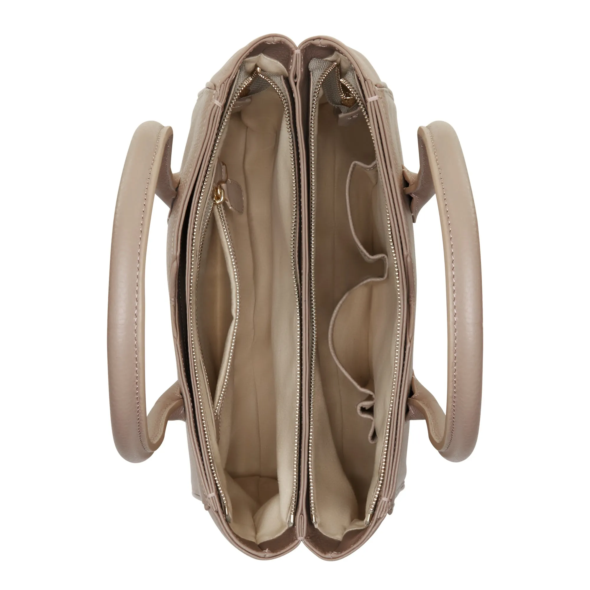 Cadeau d'Isabel taupe calfskin leather handbag and wallet set