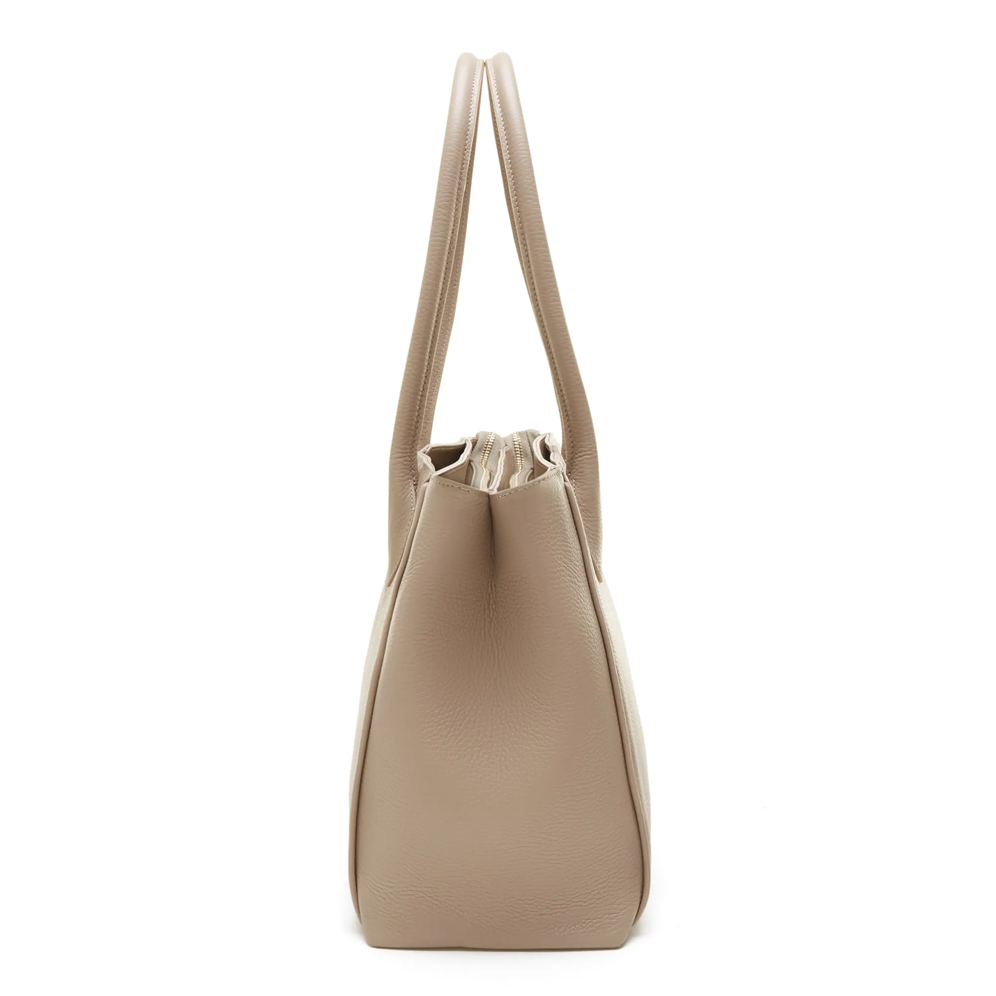 Cadeau d'Isabel taupe calfskin leather handbag and wallet set