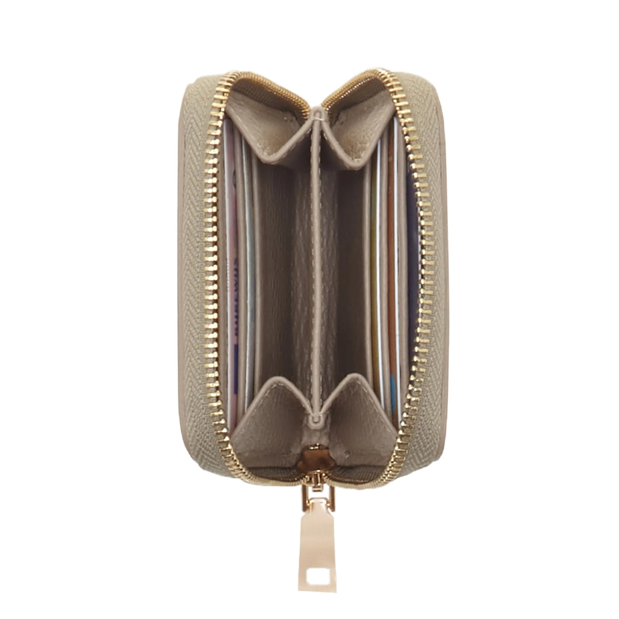 Cadeau d'Isabel taupe calfskin leather handbag and wallet set