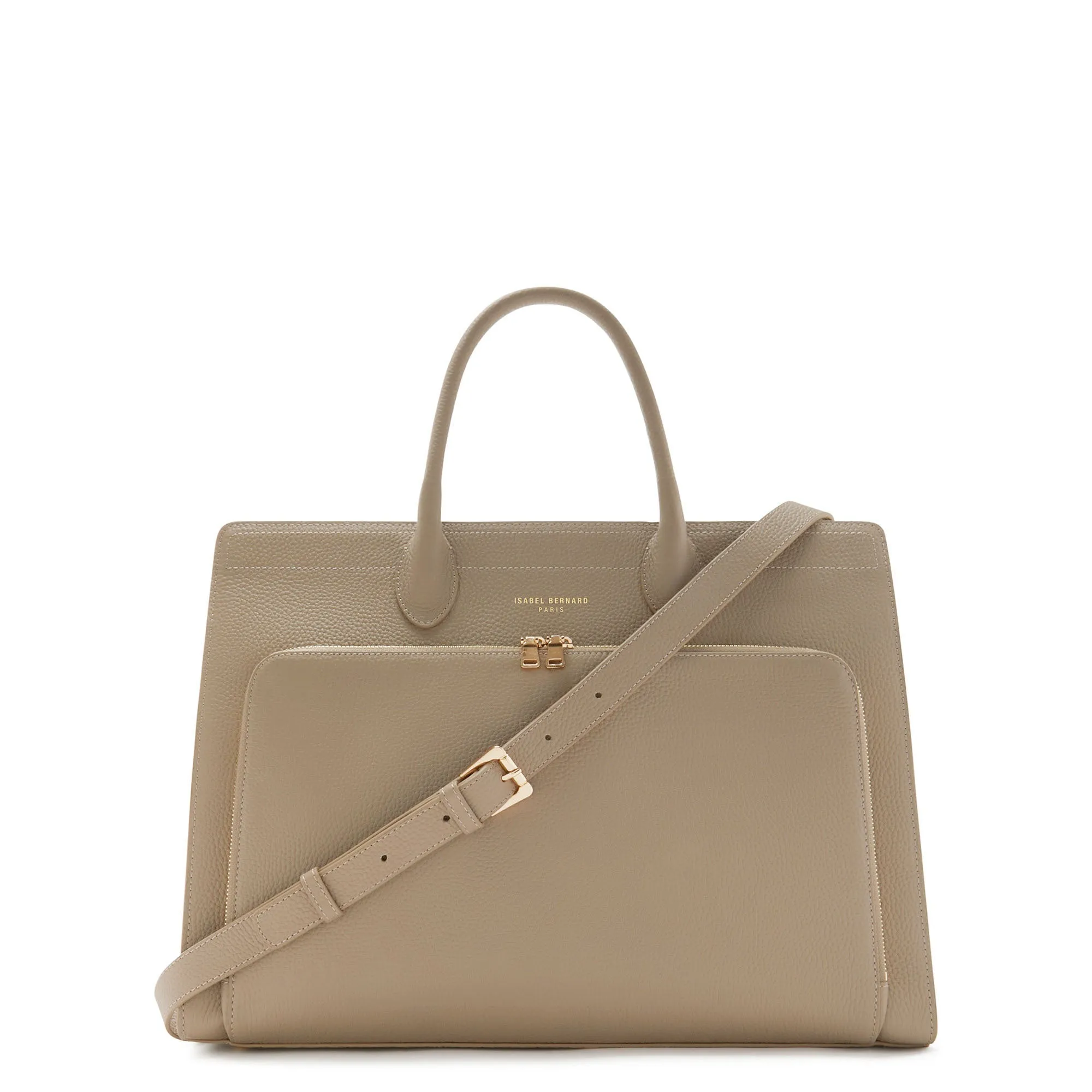 Cadeau d'Isabel taupe calfskin leather handbag and wallet set