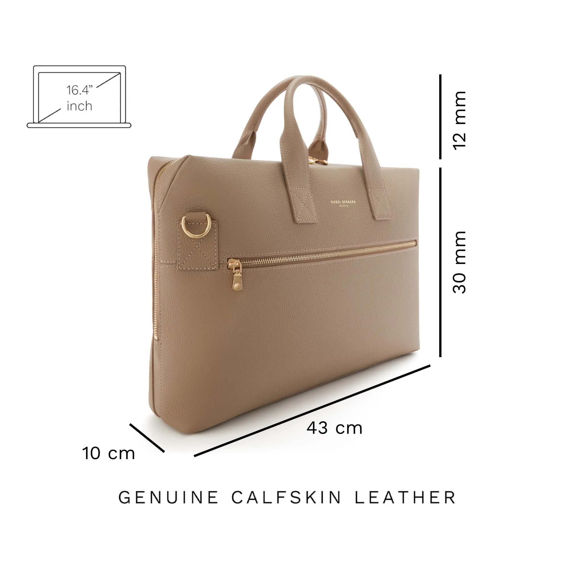 Cadeau d'Isabel taupe calfskin leather handbag and wallet set
