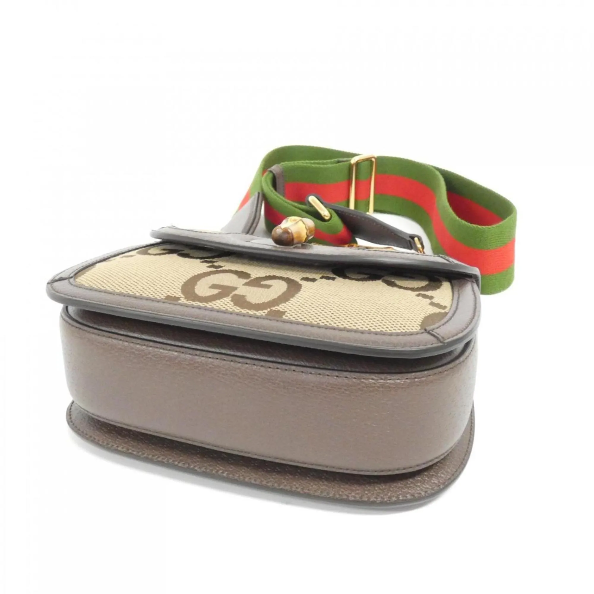 Canvas Bamboo Shoulder Bag with Dust Bag Mirror and Strap