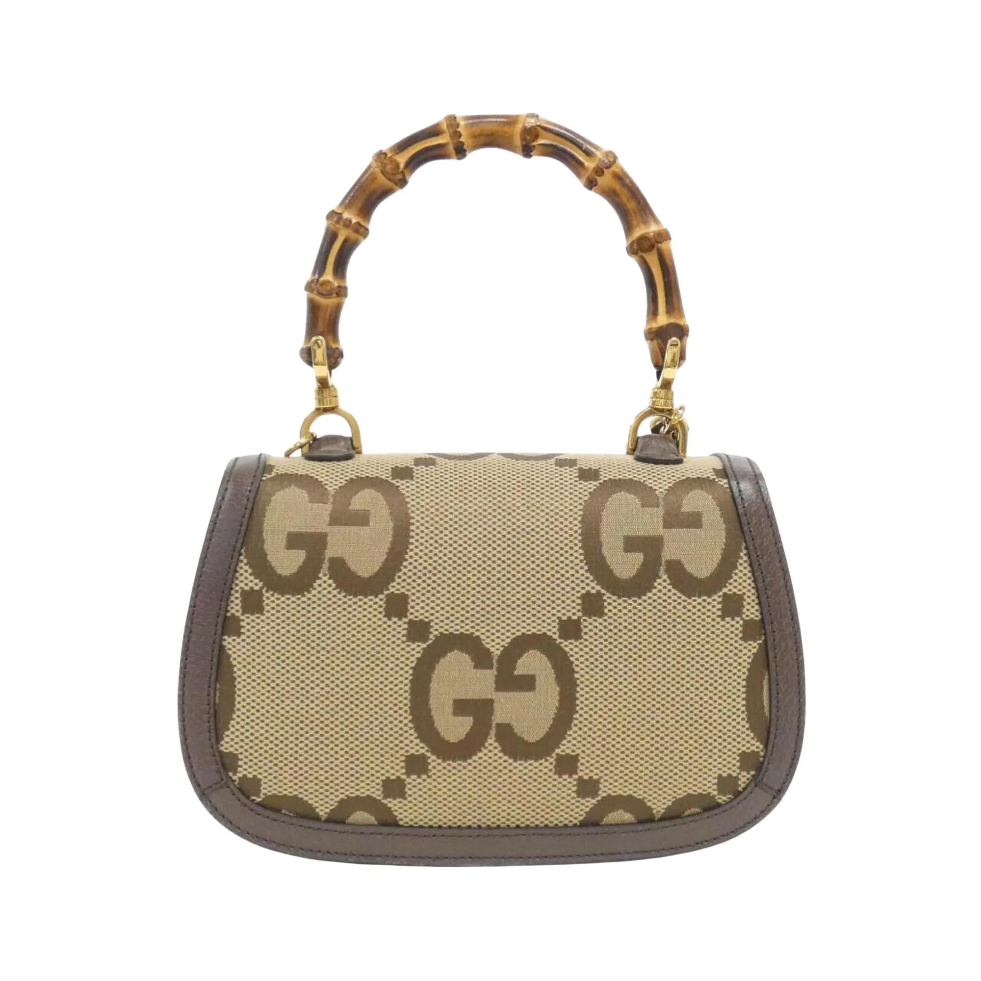 Canvas Bamboo Shoulder Bag with Dust Bag Mirror and Strap