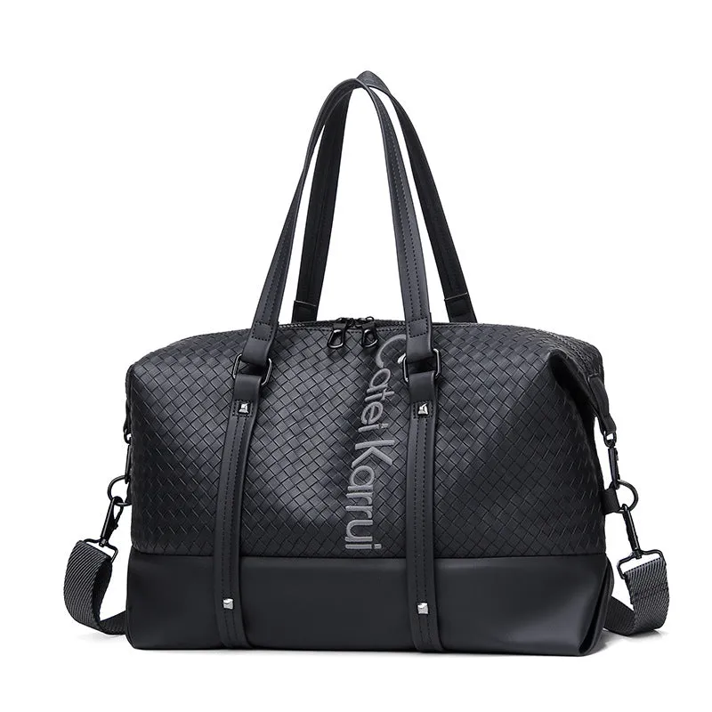 CateiKarrui Business Travel PU Leather Duffle Bag