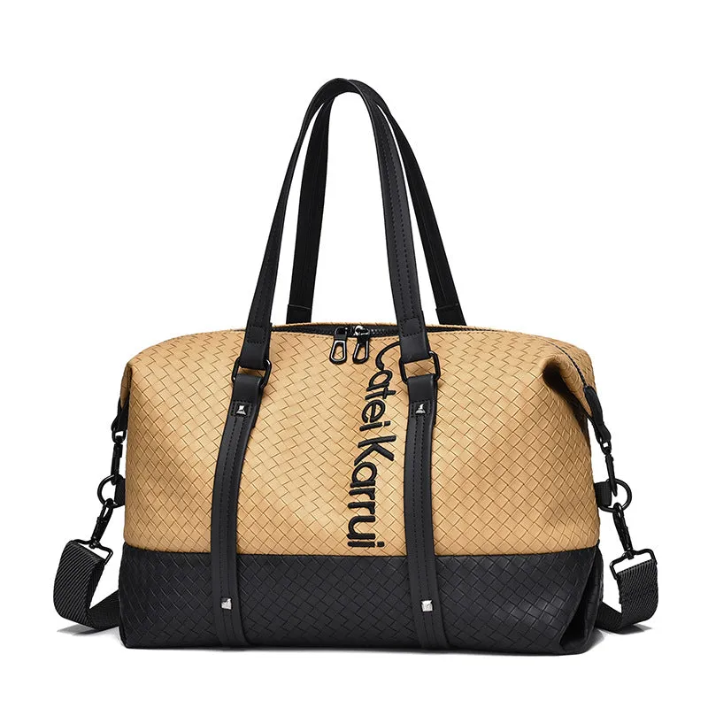 CateiKarrui Business Travel PU Leather Duffle Bag