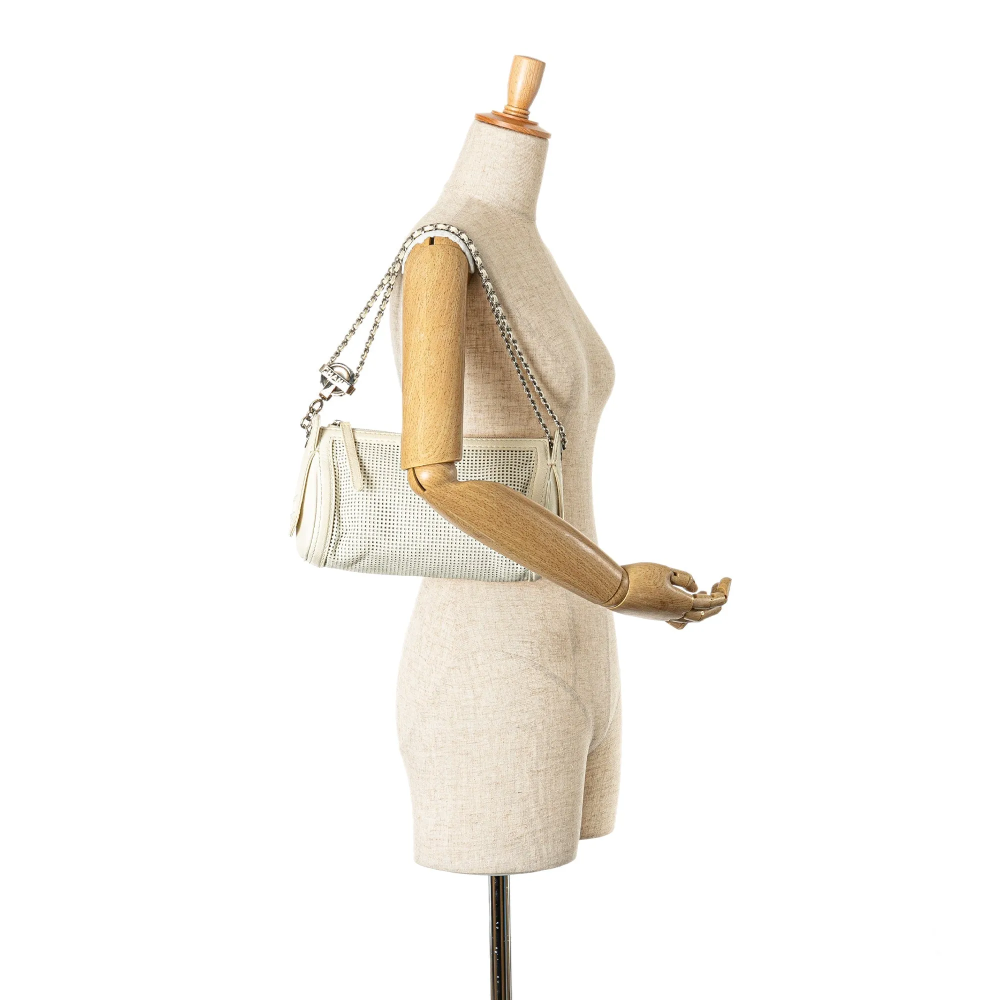 Caviar Perforated Pulley Shoulder Bag