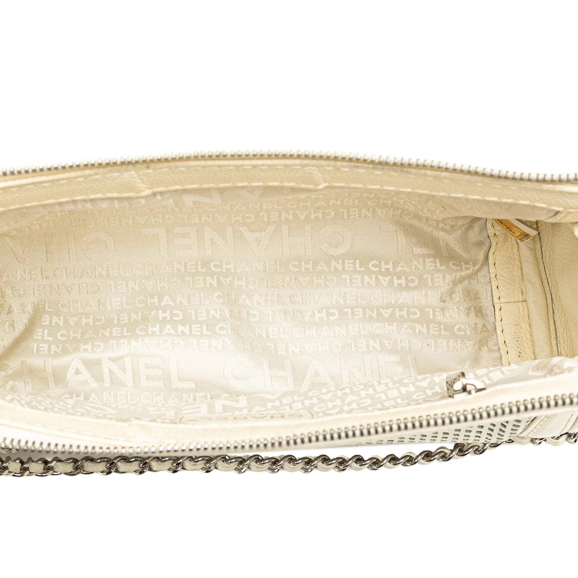 Caviar Perforated Pulley Shoulder Bag