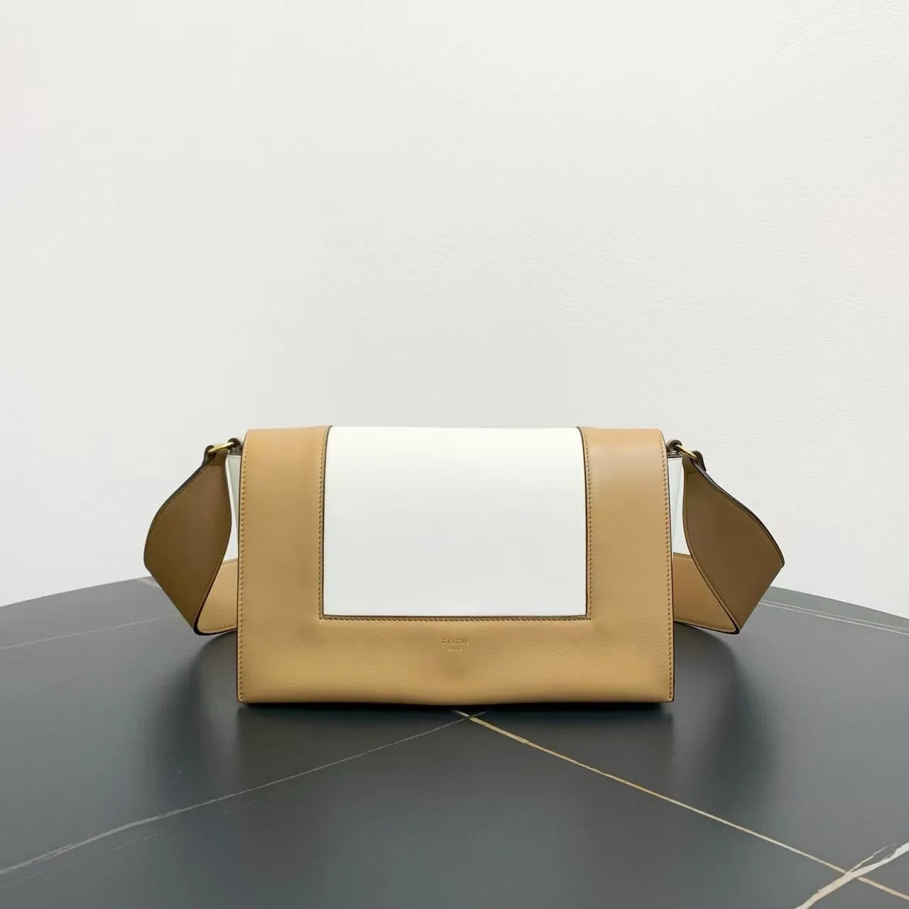 Celine Beige and White Shoulder Bag