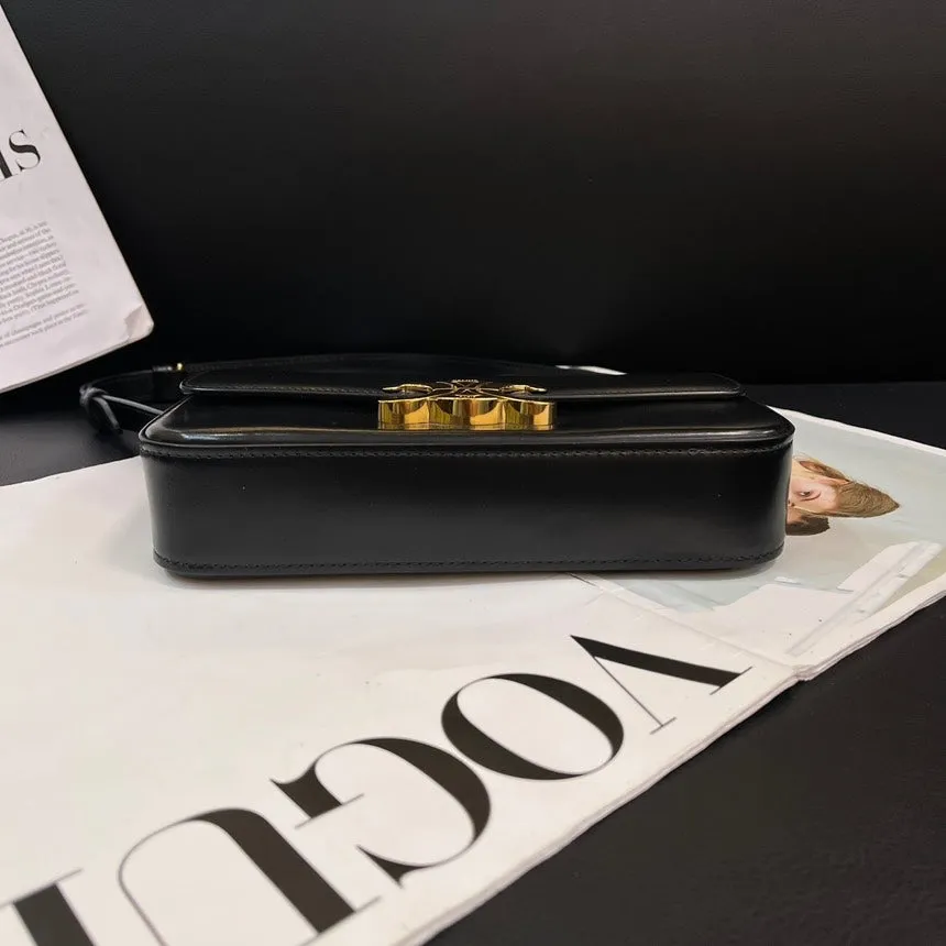 Celine Black Gold Arc de Triomphe Baguette Shoulder Bag Medium