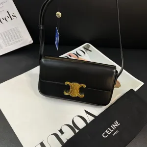 Celine Black Gold Arc de Triomphe Baguette Shoulder Bag Medium