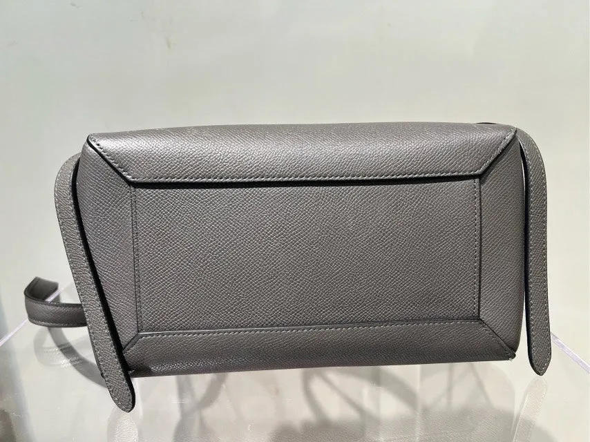 Celine Calfskin Shoulder Bag in Gray Leather
