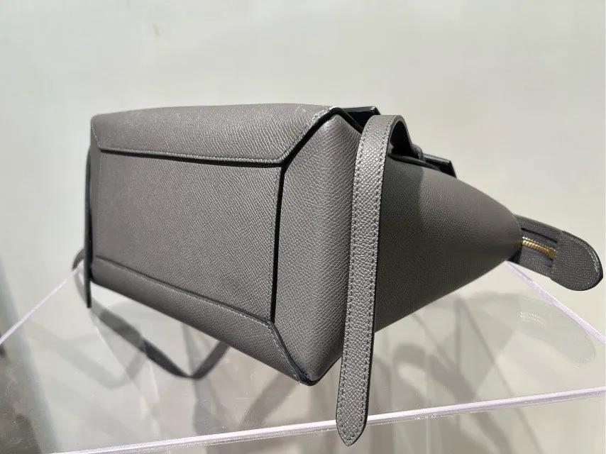 Celine Calfskin Shoulder Bag in Gray Leather