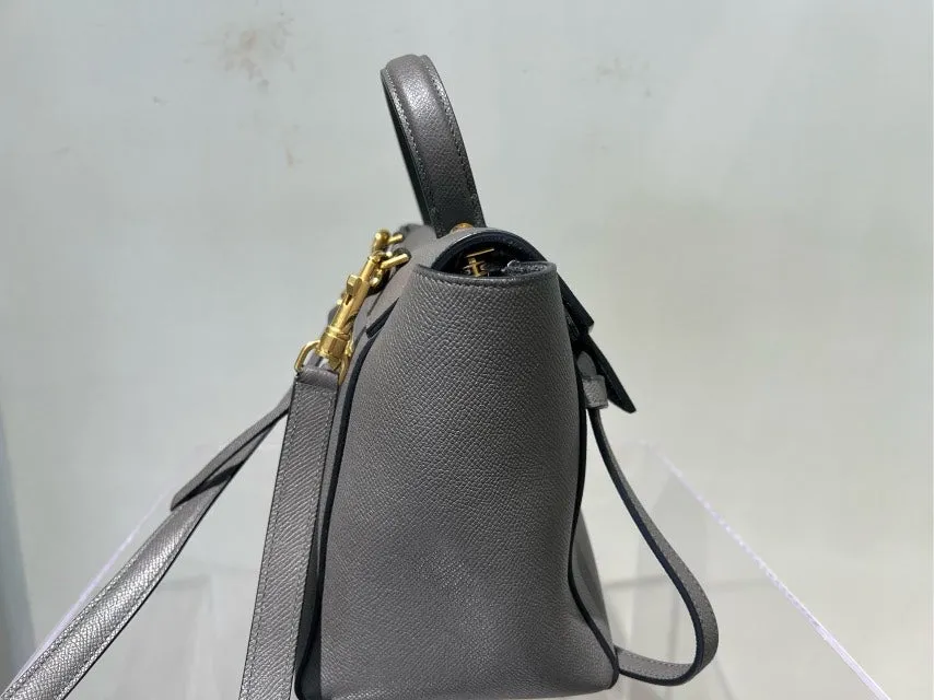 Celine Calfskin Shoulder Bag in Gray Leather