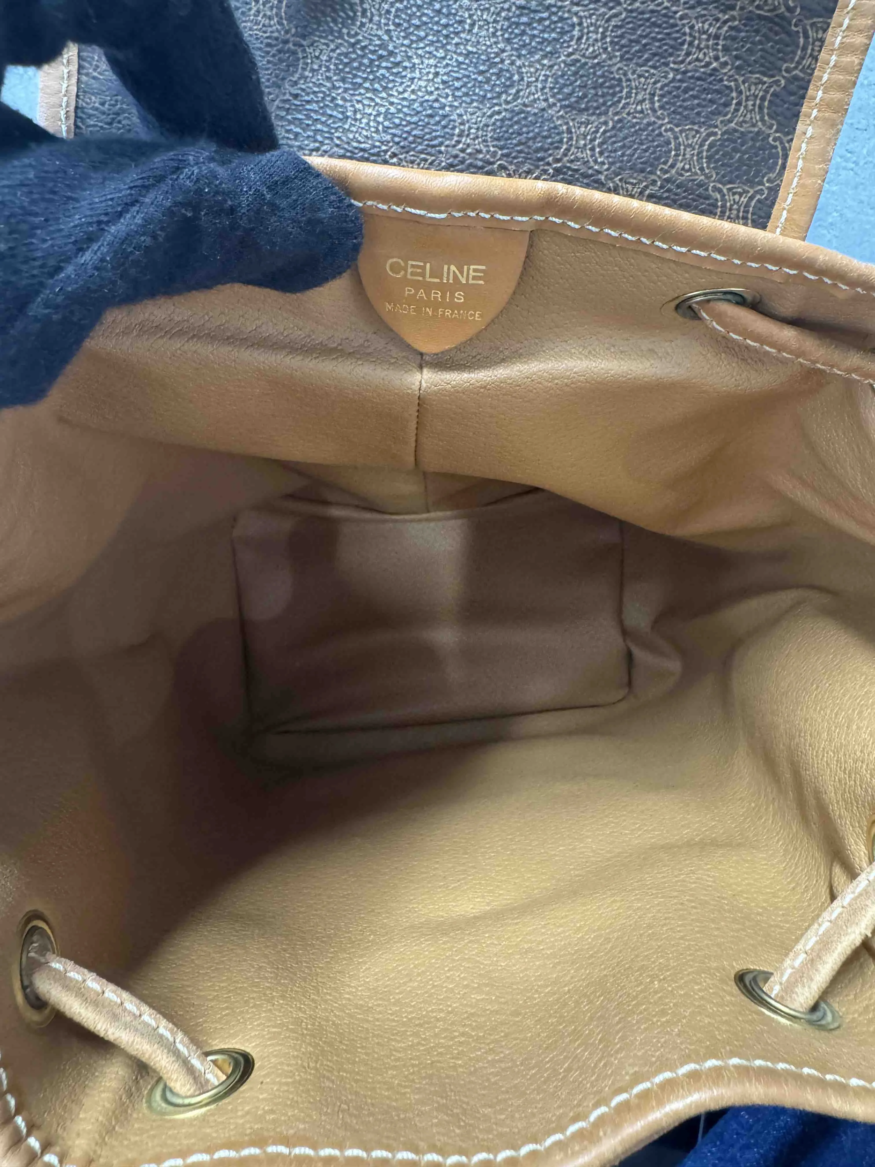 CELINE Drawstring Backpack JZ12947300 Brown Canvas Bag