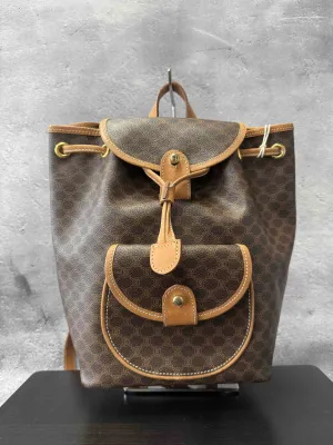 CELINE Drawstring Backpack JZ12947300 Brown Canvas Bag