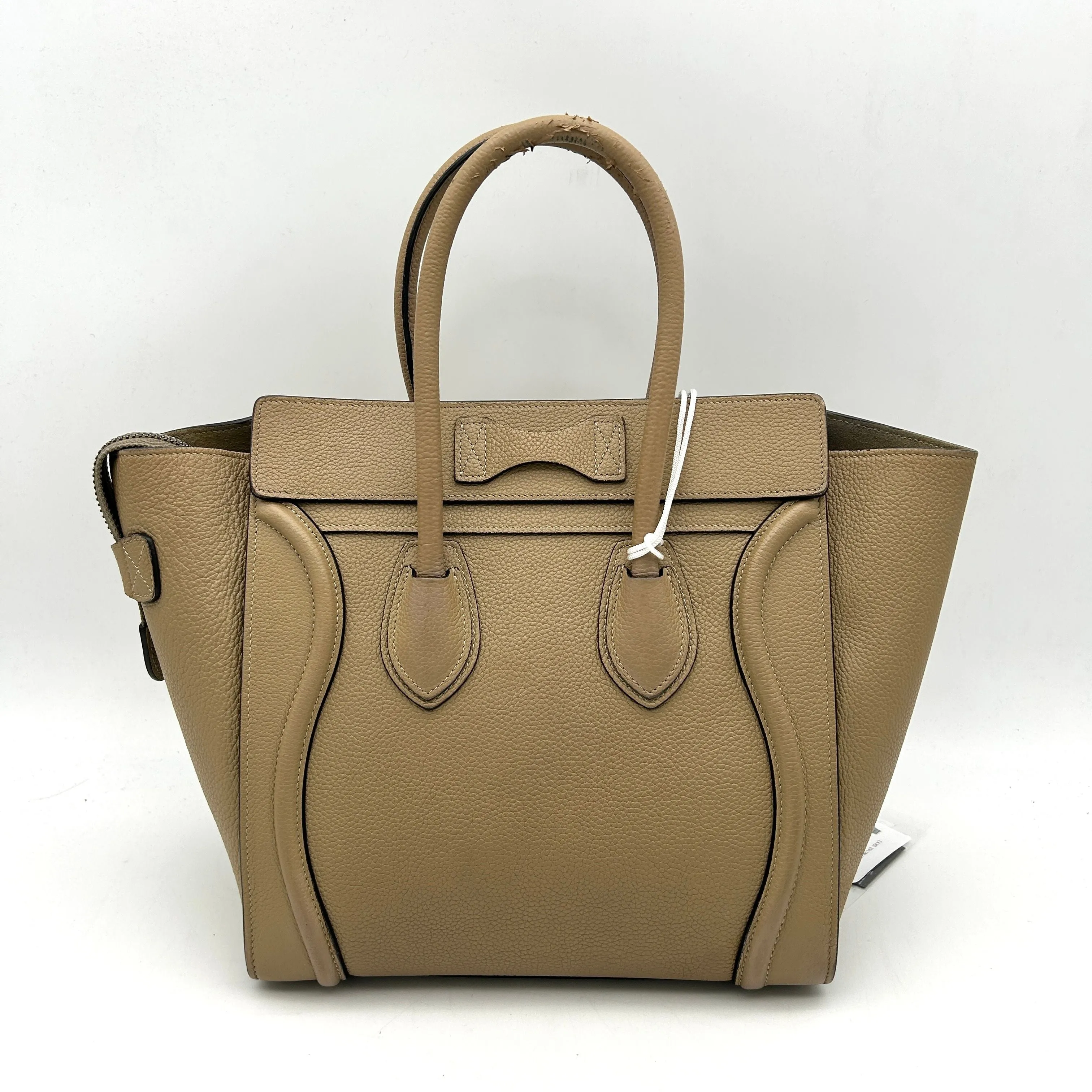 Celine Micro Luggage Handbag In Drummed Calfskin Dune - Neutrals Totes, Handbags LA33990
