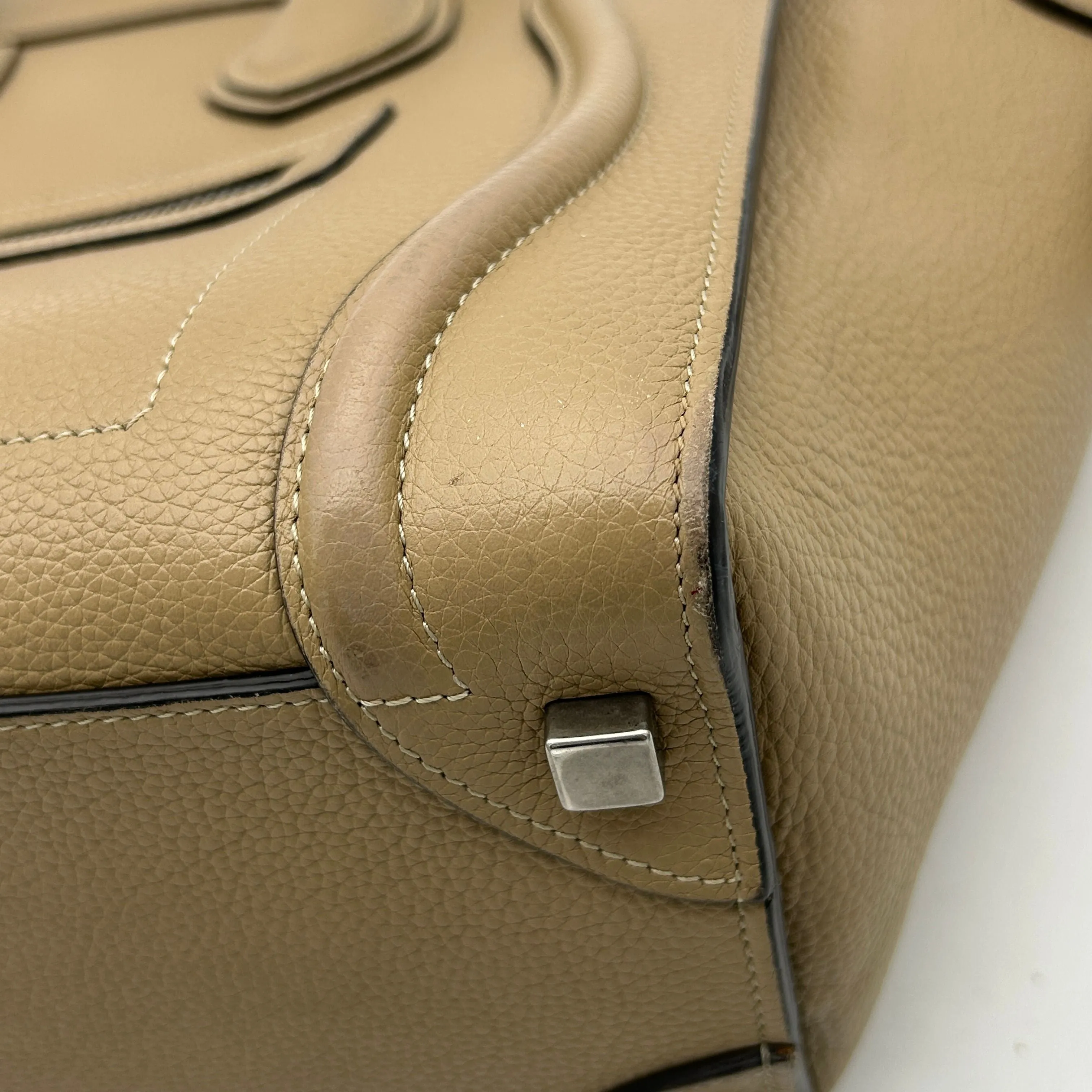 Celine Micro Luggage Handbag In Drummed Calfskin Dune - Neutrals Totes, Handbags LA33990