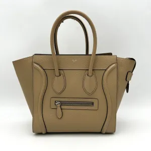 Celine Micro Luggage Handbag In Drummed Calfskin Dune - Neutrals Totes, Handbags LA33990