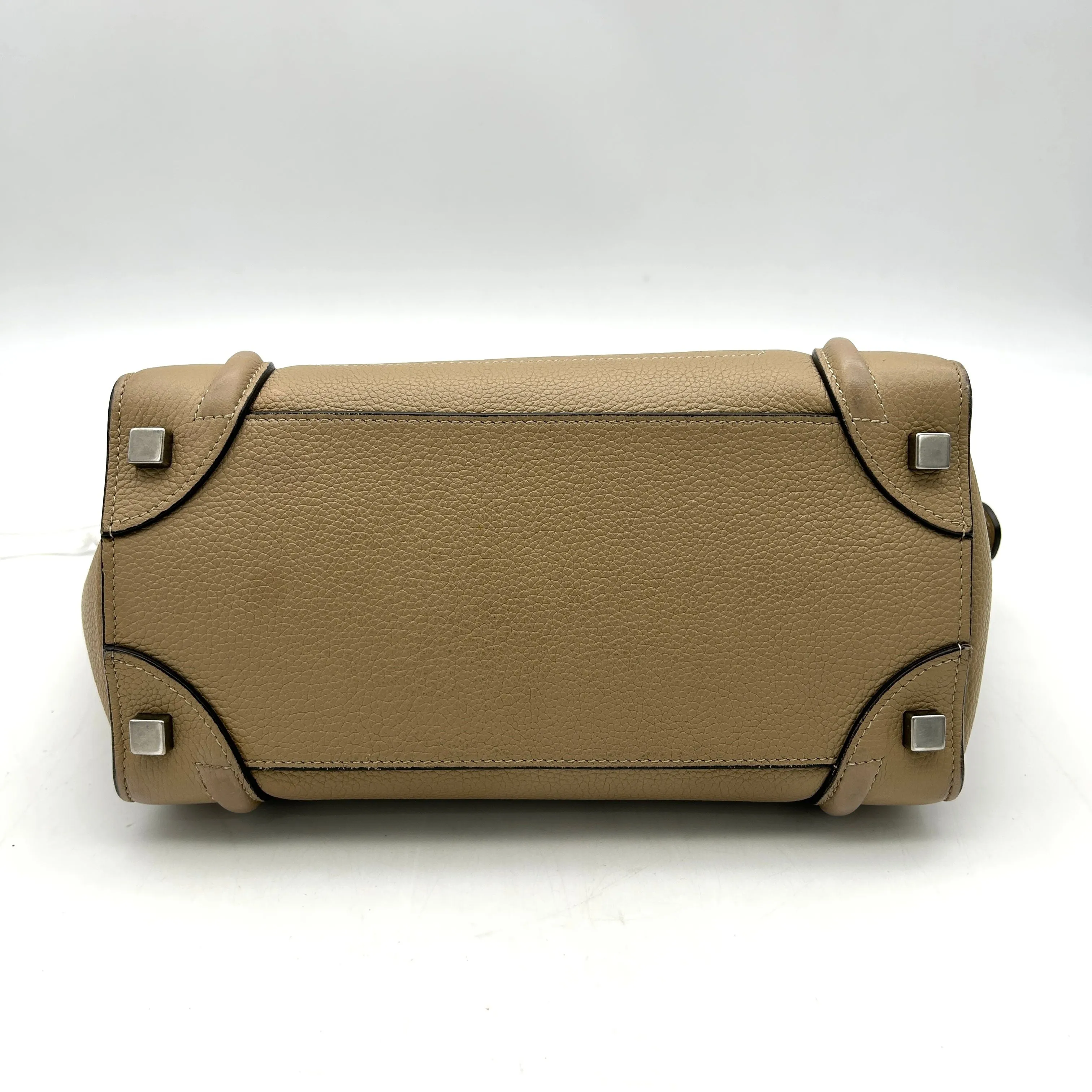 Celine Micro Luggage Handbag In Drummed Calfskin Dune - Neutrals Totes, Handbags LA33990