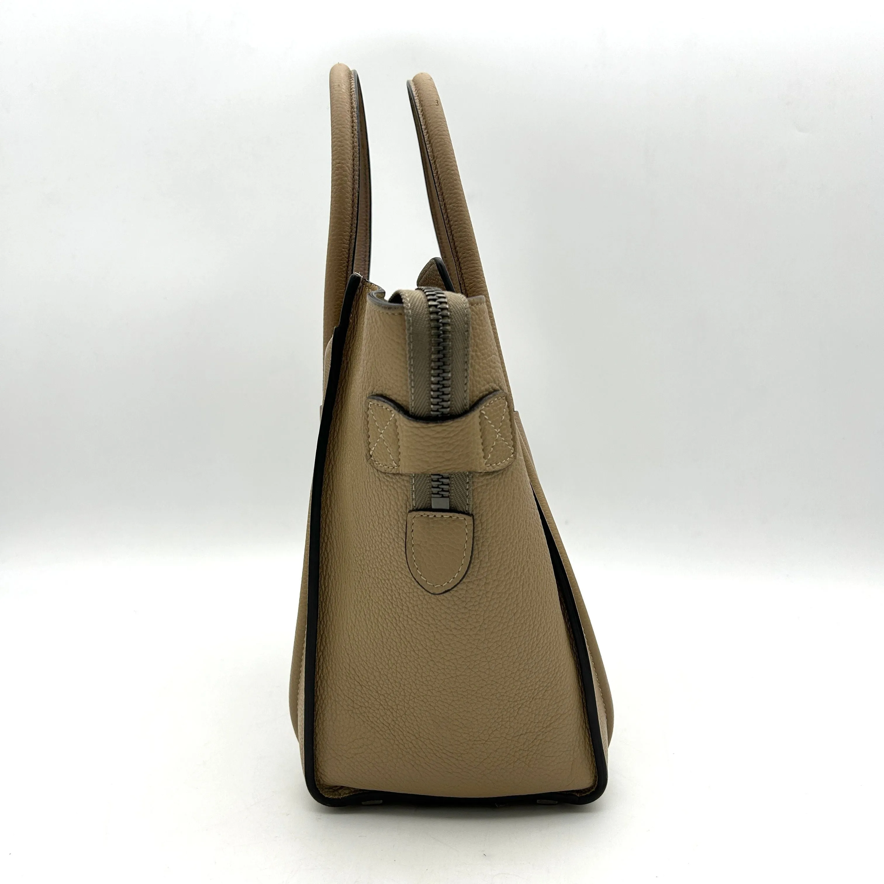 Celine Micro Luggage Handbag In Drummed Calfskin Dune - Neutrals Totes, Handbags LA33990