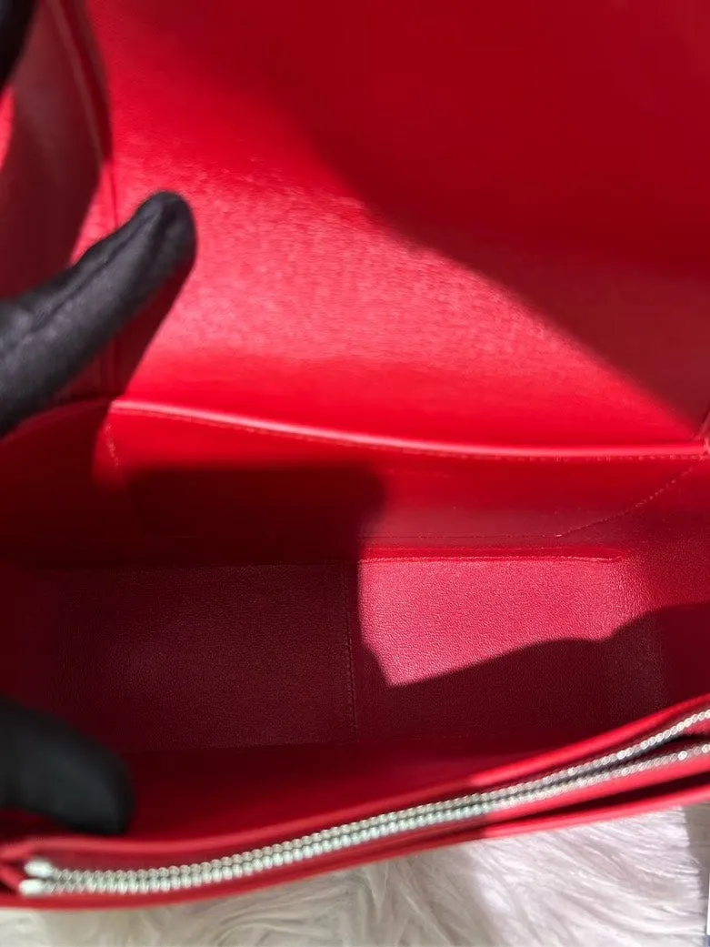 CELINE Pre-loved Red and White Leather Shoulder Bag