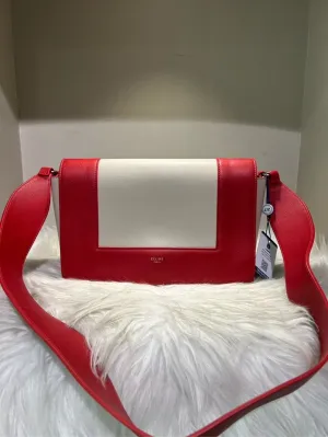 CELINE Pre-loved Red and White Leather Shoulder Bag