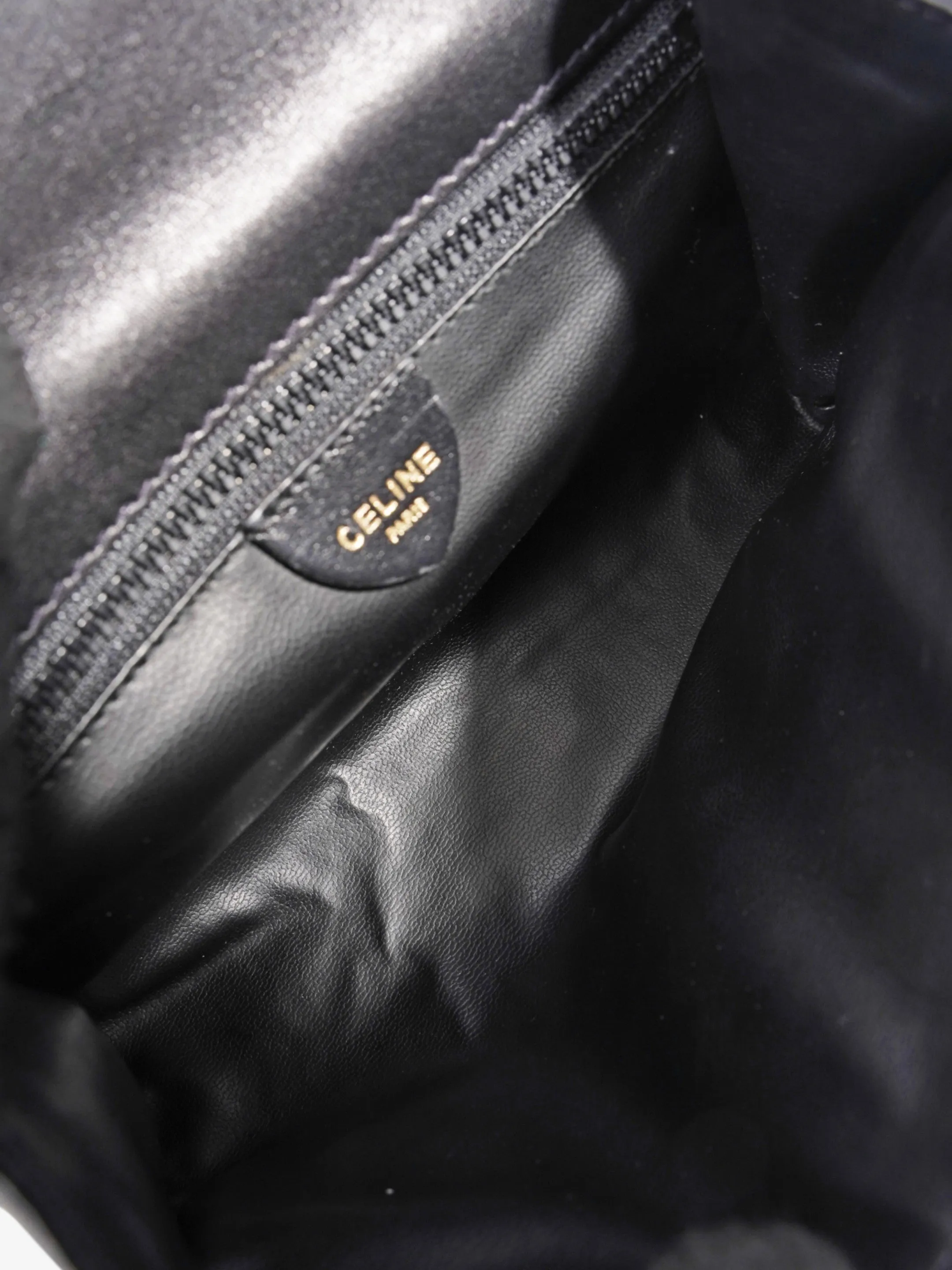Celine Triomphe Cuir 2 Way Shoulder Bag Black Leather