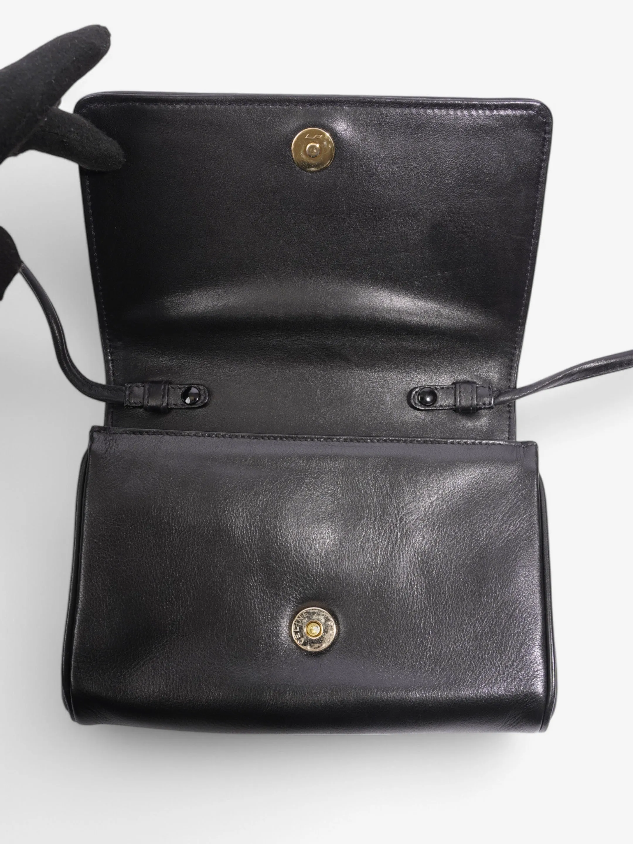 Celine Triomphe Cuir 2 Way Shoulder Bag Black Leather