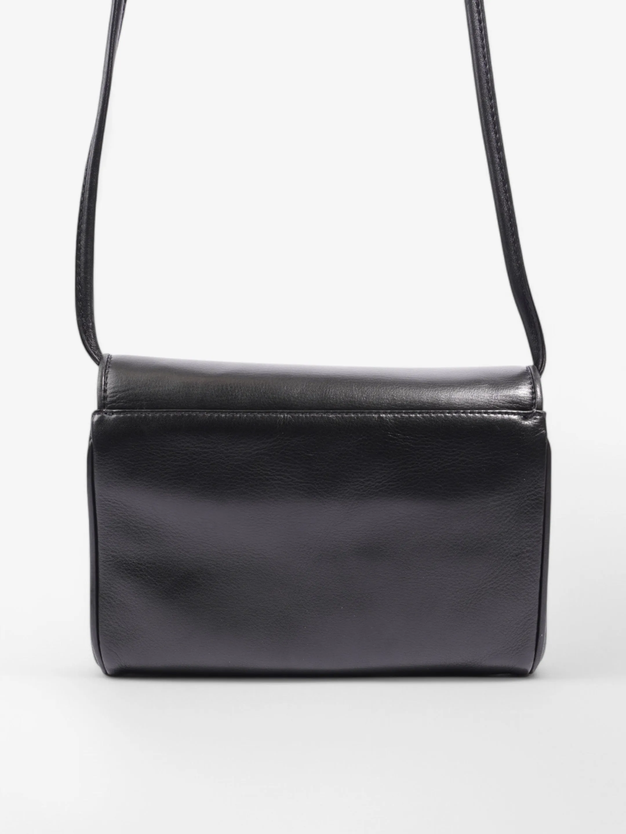 Celine Triomphe Cuir 2 Way Shoulder Bag Black Leather