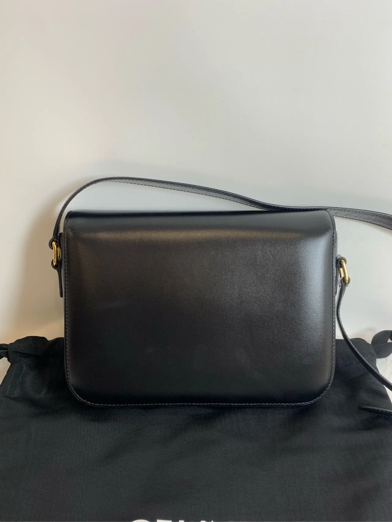 Celine Triomphe M Black Leather Shoulder Bag