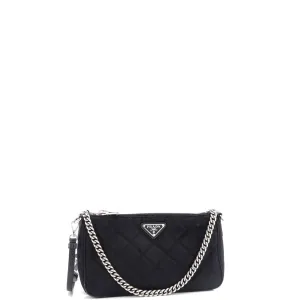Chain Zip Shoulder Bag Quilted Tessuto Small