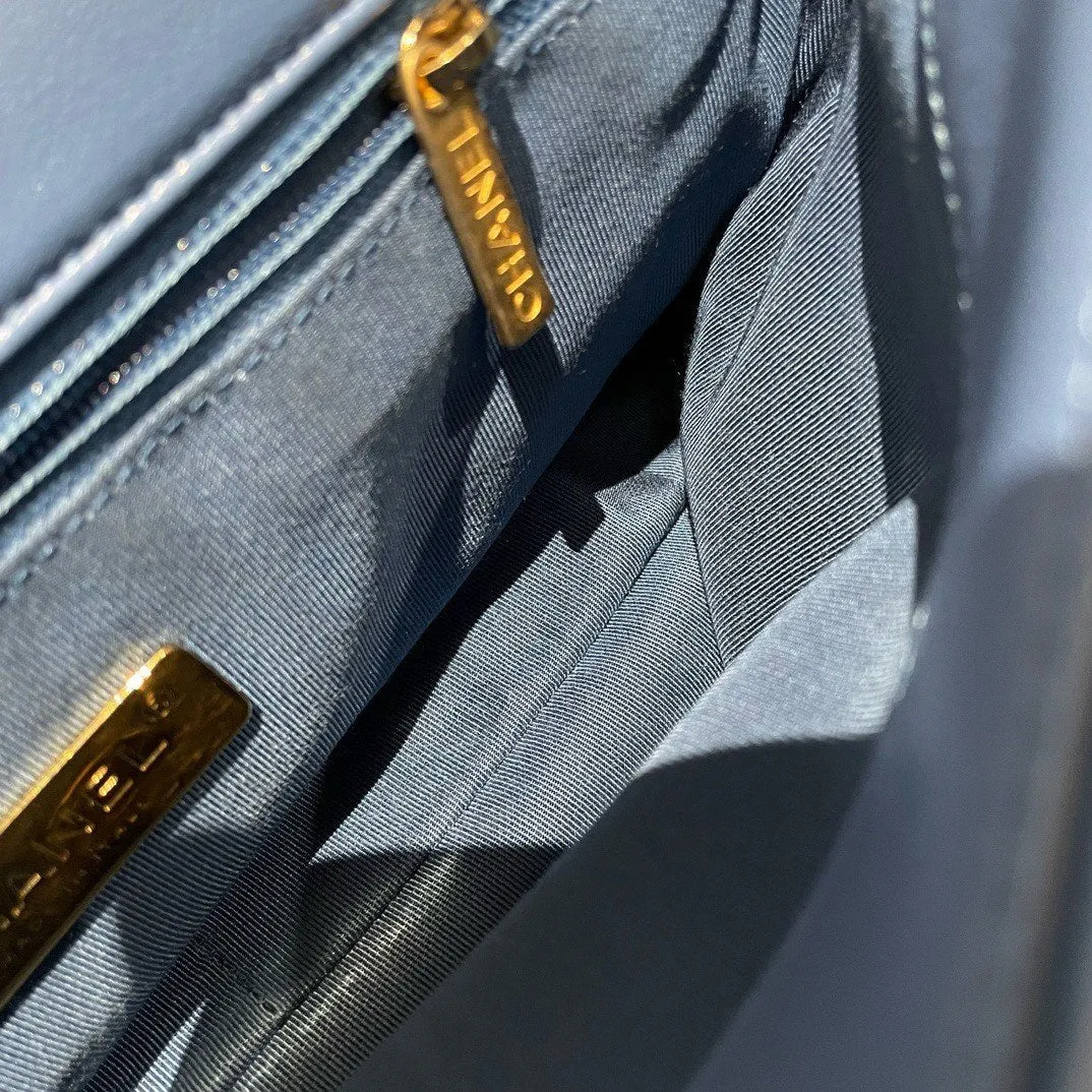 Chanel 19 Medium Blue Quilted Leather Shoulder Bag 30cm 2020