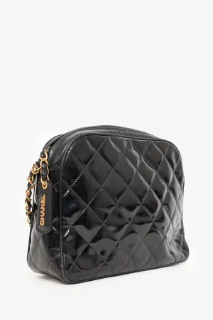Chanel 1994-96 Black Patent Quilted Shoulder Bag