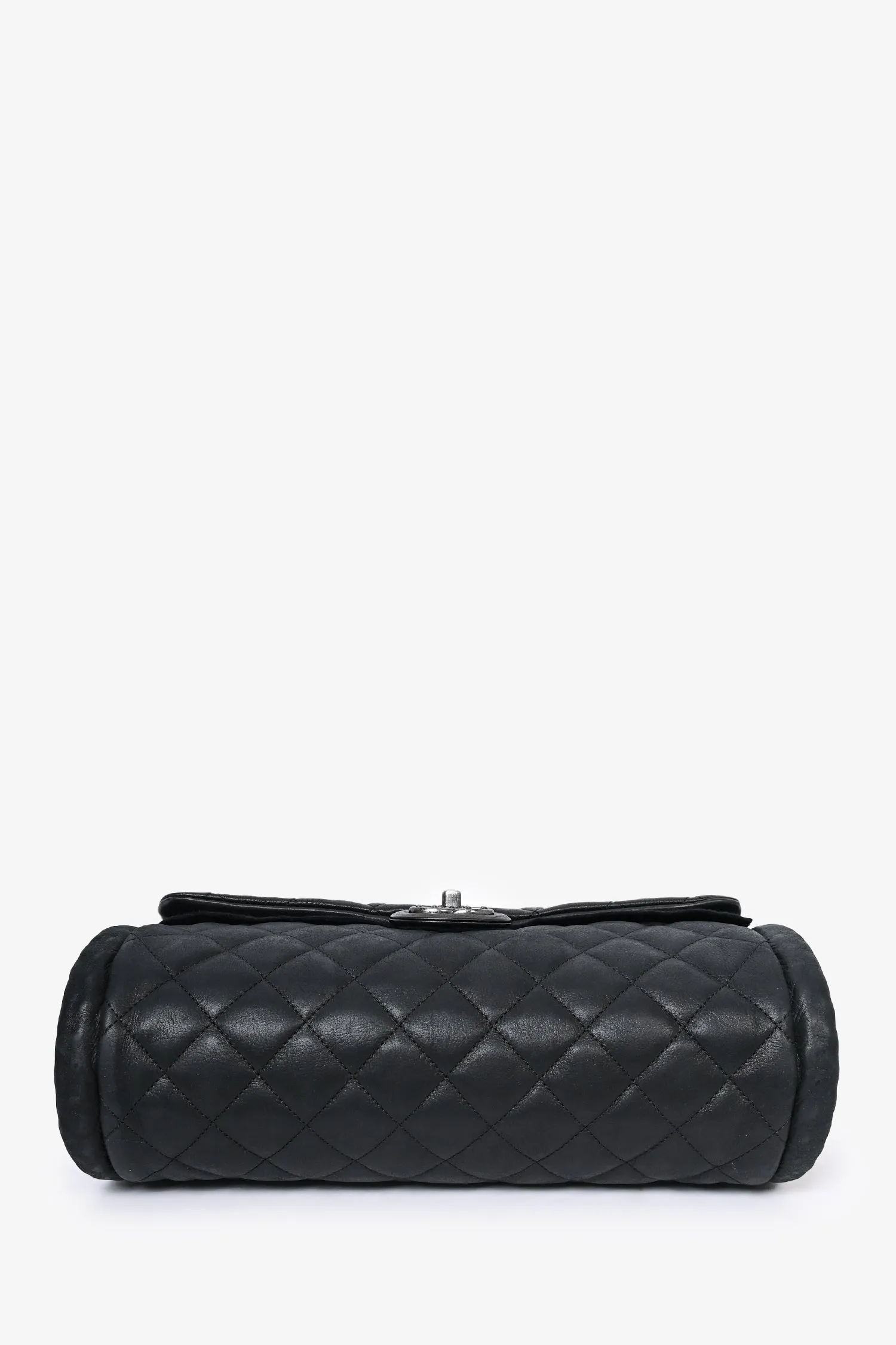 Chanel 2014 Black/Green Washed Lambskin Quilted Studded CC Flap Shoulder Bag